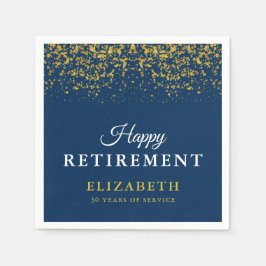 Pension Firande Guld Glitter Blå Party Pappersservett