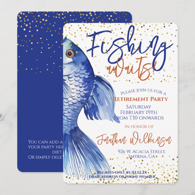 Pension fiskevatten i Party Inbjudningar (Fram/baksida)