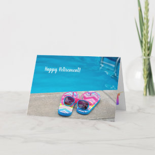 Pension flip-flops vid bassäng kort