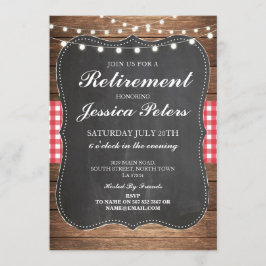 Pension, födelsedagen: Röda Gingham Chalk Inbjudan