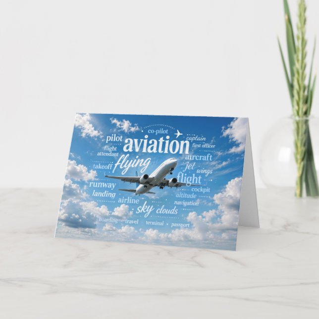 Pension för pilot som flyger i ett ordmoln kort (Framsida)