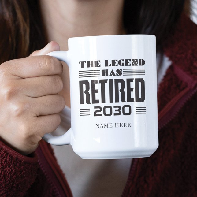 Pension: Förklaringen har upphört Två-Tonad Mugg (Legend Has Retired White 15oz Coffee Mug)