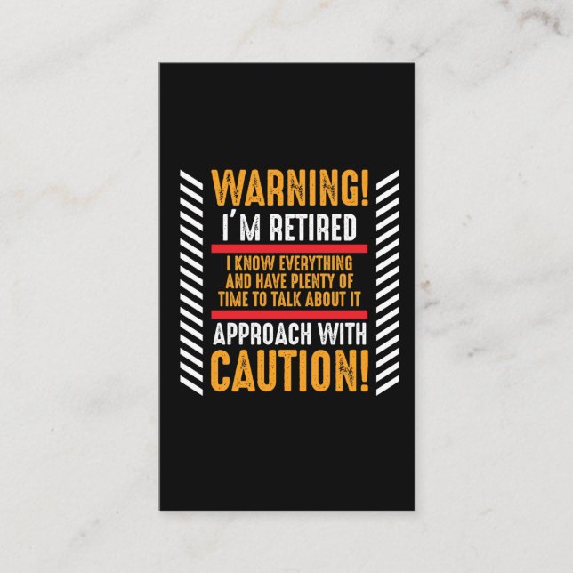 Pension Gag som säger att pensionären är pensioner Visitkort (Framsida)
