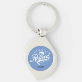 Pension-gåvor. Fiskare. Redigerbart namn Swirl Silverfärgad Nyckelring