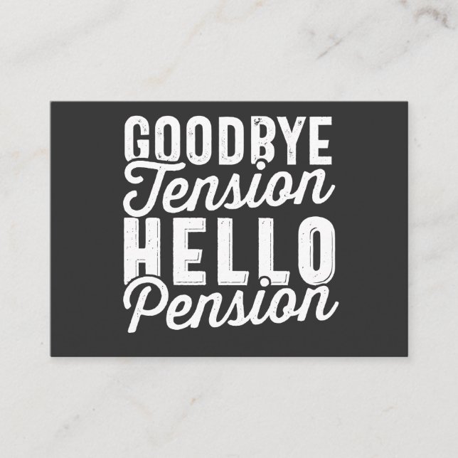 Pension Gift, adjö till Hej-pension Visitkort (Framsida)