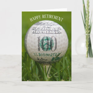 Pension golf boll med hundra dollar i växel kort