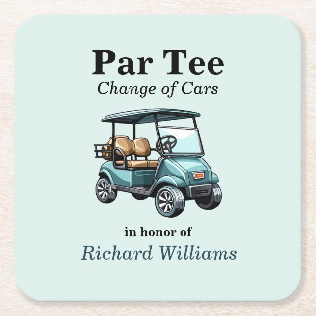 Pension Golf Cart Par Thee Underlägg Papper Kvadrat (Framsidan)