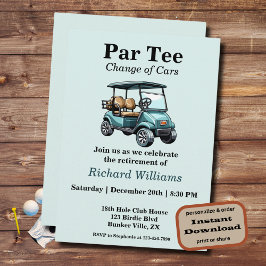 Pension Golf Cart-paret temat inbjudan