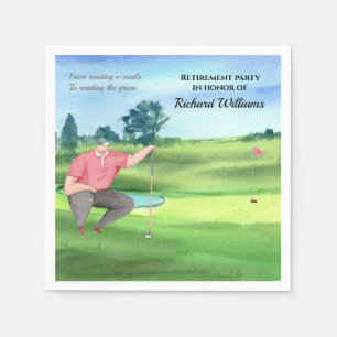 Pension Golf Man läser Grönten Watercolor Pappersservett