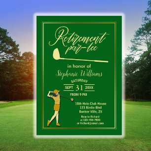 Pension Golf Party Classic Grönt Golden Inbjudningar