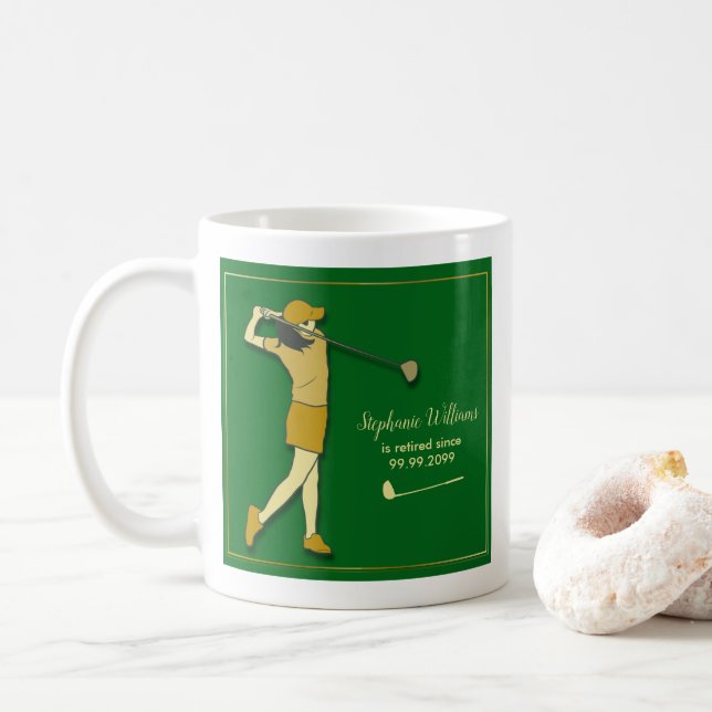Pension Golf Party Classic Grönt Golden Kaffemugg (Med munk)
