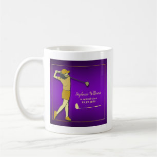 Pension Golf Party Classic Lila Golden Woman Kaffemugg