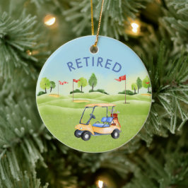 Pension Golf Theme Namn Datum Julgransprydnad Keramik