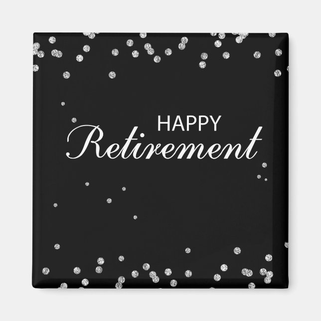 Pension Grattis Black med Silver Spark Magnet (Framsidan)
