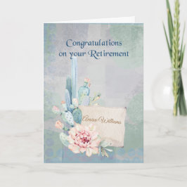 Pension Grattis Watercolor Cactus Kort