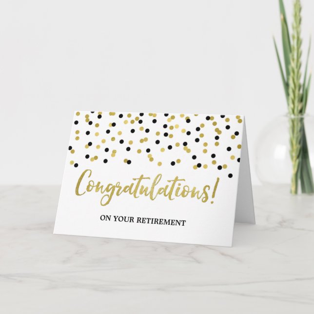 Pension Grattiss Black Guld Confetti Kort (Framsida)