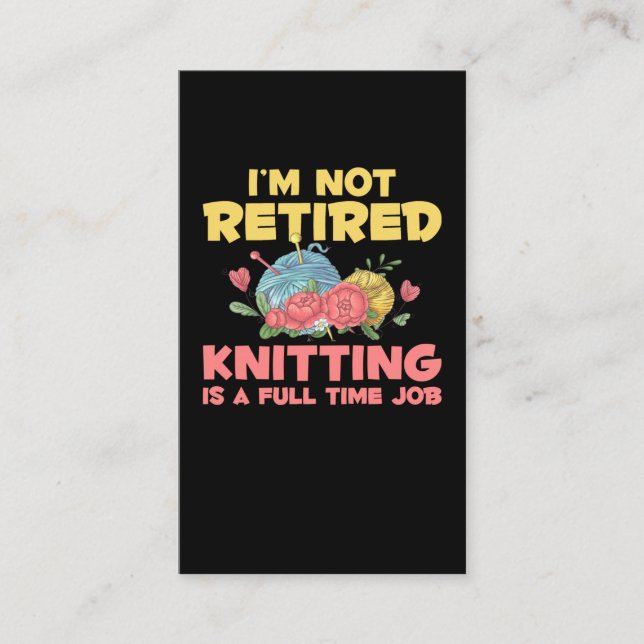 Pension Knitter Crochet Redraget Yarn Älskare Visitkort (Framsida)