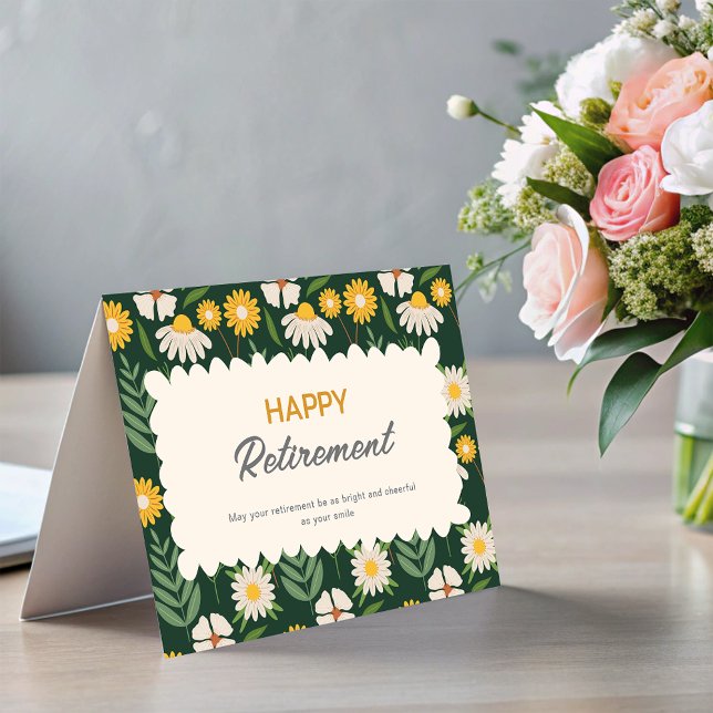 Pension-kort för personal med låg personalstyrka i inbjudan (Bright Flower Employee Staff Happy Retirement Card)
