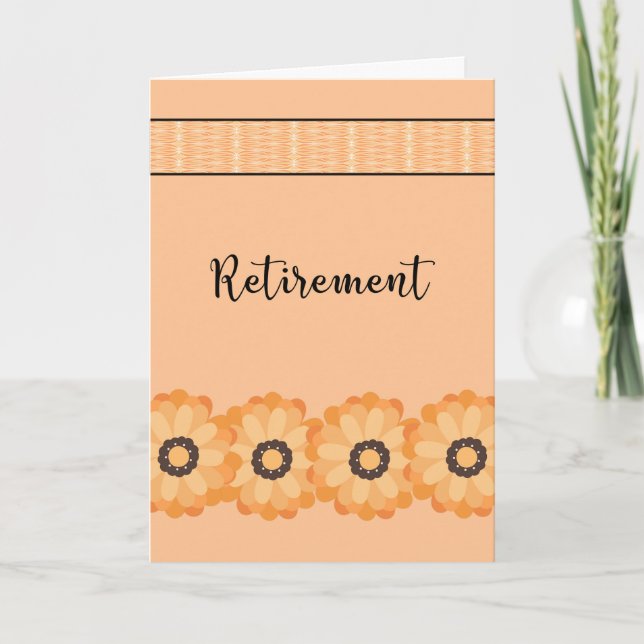 Pension-kort, Orange med blommor Kort (Framsida)