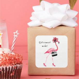 Pension-läge! Chic Classy Rosa Flamingo Fyrkantigt Klistermärke