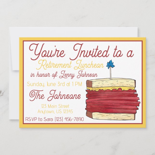 Pension Luncheon Lunch Pastrami Sandwich Deli Inbjudningar (Framsida)