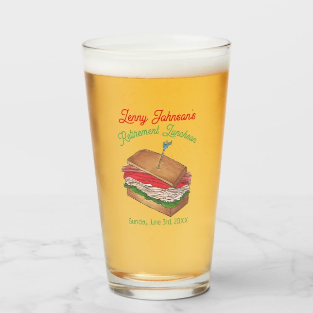 Pension Luncheon Lunch Turkey Klubb Sandwich Glaskopp (Framsida fylld)