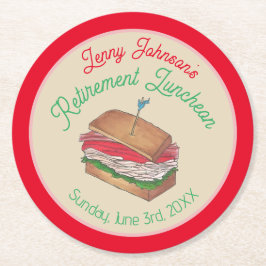 Pension Luncheon Lunch Turkey Klubb Sandwich Underlägg Papper Rund