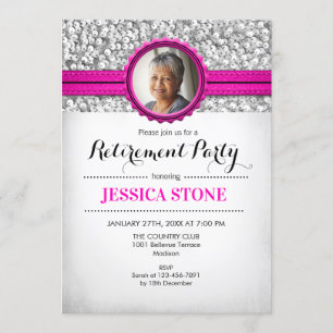 Pension med foto - Rosa Silver White Inbjudningar