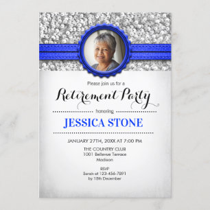 Pension med foto - Royal Blue Silver Inbjudningar