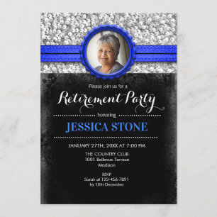 Pension med foto - Royal Blue Silver Inbjudningar