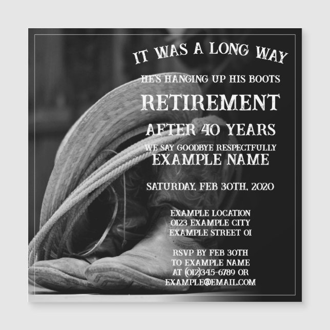 Pension meddelande med cowboyhatt och stövlar (Framsida)