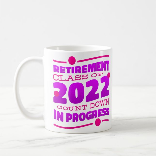 pension-nedräkning pensionerad 2022 lustig rosa kaffemugg (Vänster)