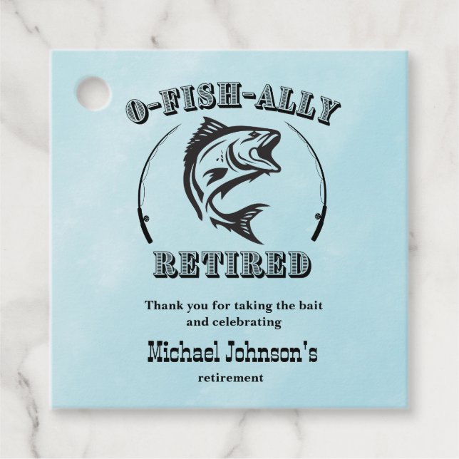 Pension O-fish-ally pensionerade roligt fiske Gåvor Etiketter (Framsida)