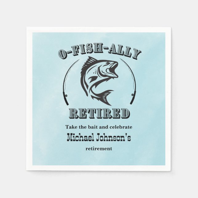 Pension O-fish-ally pensionerade roligt fiske Pappersservett (Framsidan)