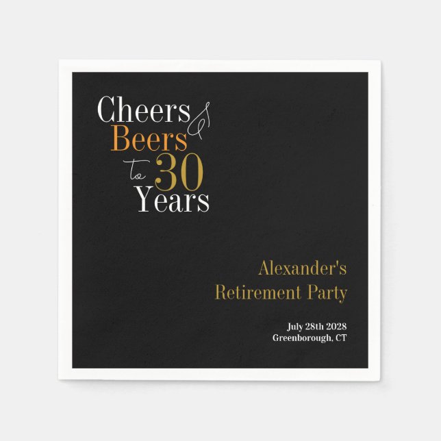 Pension Party 30 år Cheers och Öl Pappersservett (Framsidan)