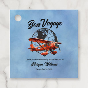 Pension Party Bon Voyage Travel Globe Flygplan Gåvor Etiketter