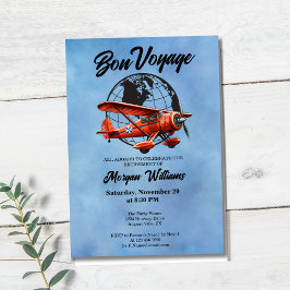 Pension Party Bon Voyage Travel Globe Flygplan Inbjudningar
