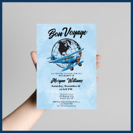 Pension Party Bon Voyage Travel Globe Flygplan Inbjudningar