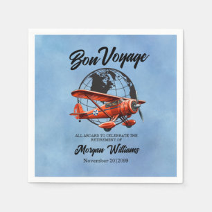 Pension Party Bon Voyage Travel Globe Flygplan Pappersservett