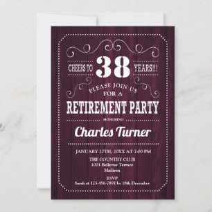 Pension Party - Burgundy Wood Mönster Inbjudningar