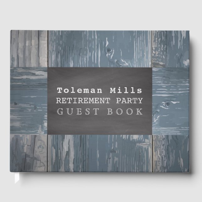 Pension Party | Chalkboard Rustic Wood Gästböcker (Framsida)