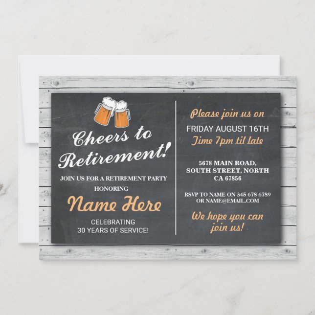 Pension Party Chef Öl Wood Chalk Inbjudan (Framsida)