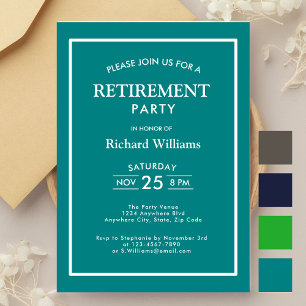 Pension Party Classic Teal Inbjudningar