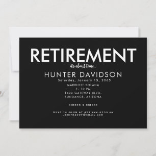 Pension Party "Det är dags" B/W Inbjudningar