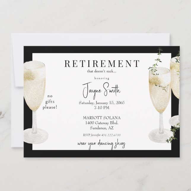 Pension Party "det suger inte" Black II Inbjudningar (Framsida)