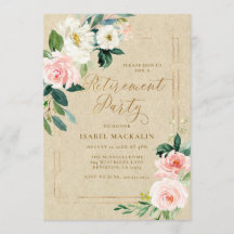 Pension Party Elegant Rosa Blommigt Kraft Rustic