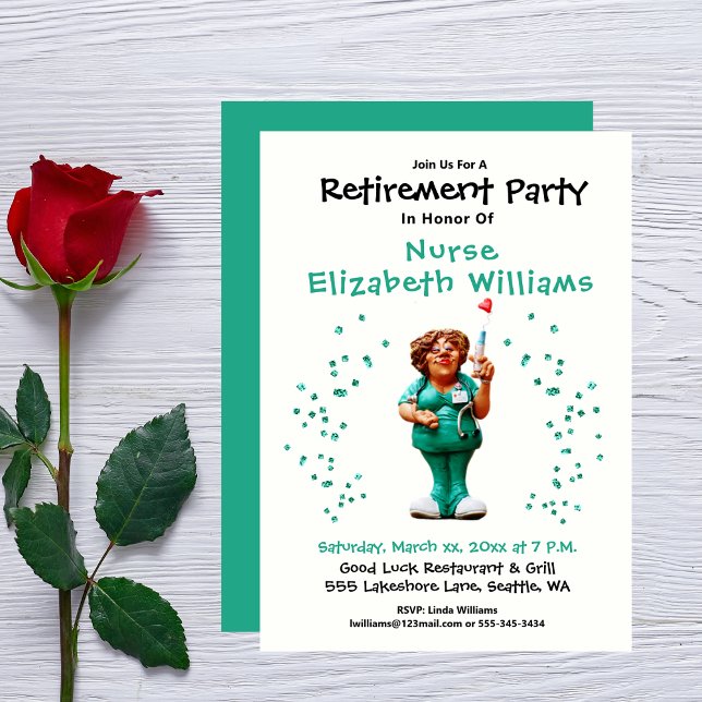 Pension Party Firande Medical Nurse Funny Inbjudningar (Skapare uppladdad)