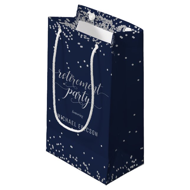 Pension Party Gift Bag Elegant Silver, flottan (Framsidan Vinklad)