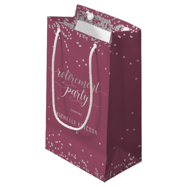 Pension Party Gift Bag Elegant Silver, Rosa (Framsidan Vinklad)
