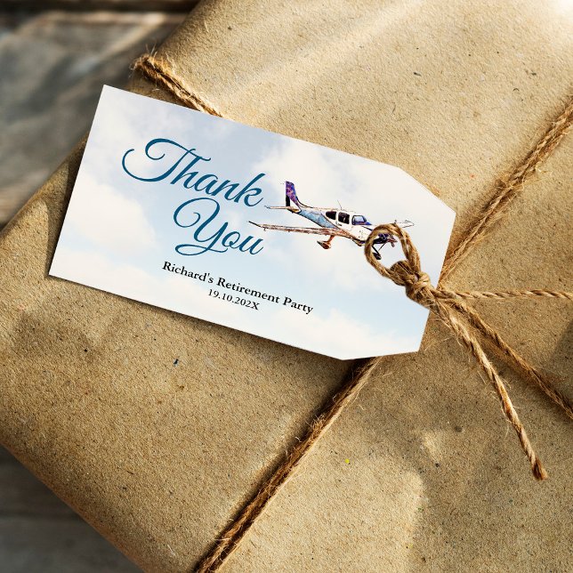 Pension Party Gift-Märkre med flygplanskonstruktio Presentetikett (Skapare uppladdad)